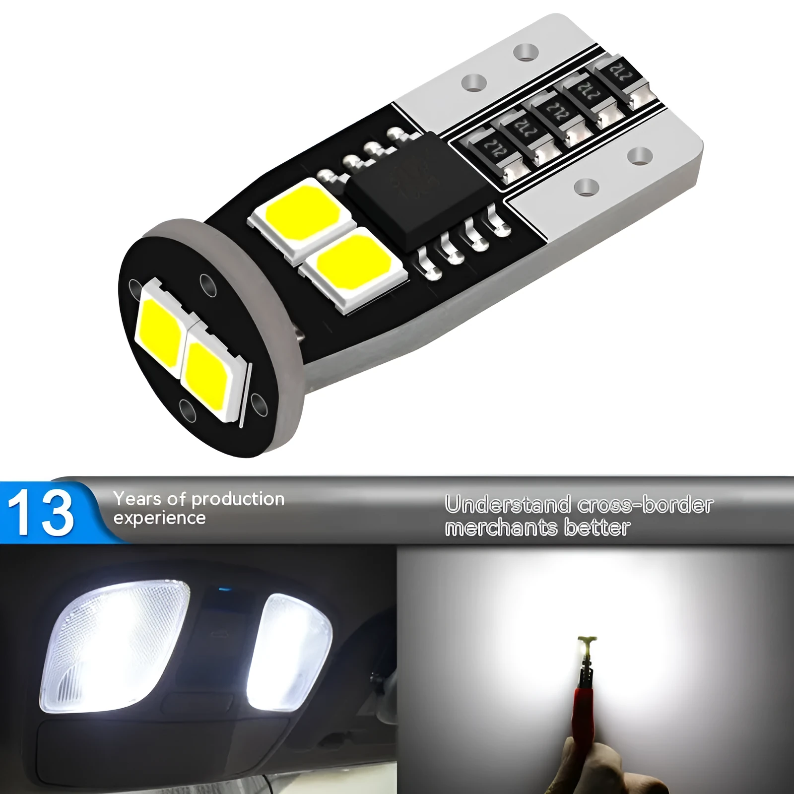 Small 10mm LED car licence plate reading light with white illumination