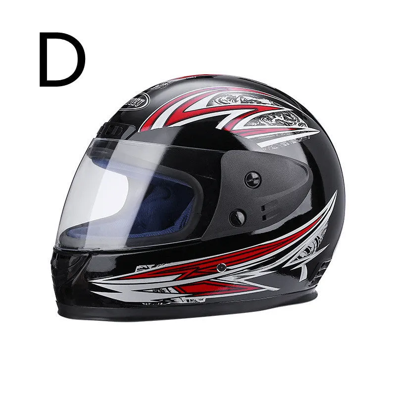 Men's full-face motorcycle helmet in plastic with detachable bib and anti-fog visor