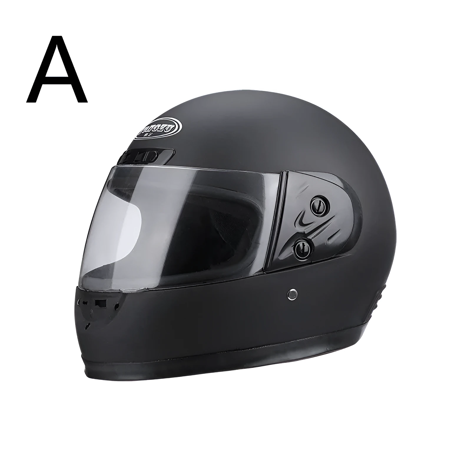 Men's full-face motorcycle helmet in plastic with detachable bib and anti-fog visor