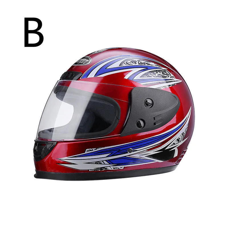Men's full-face motorcycle helmet in plastic with detachable bib and anti-fog visor