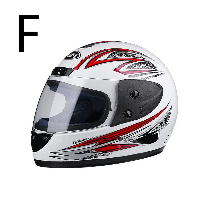 Men's full-face motorcycle helmet in plastic with detachable bib and anti-fog visor