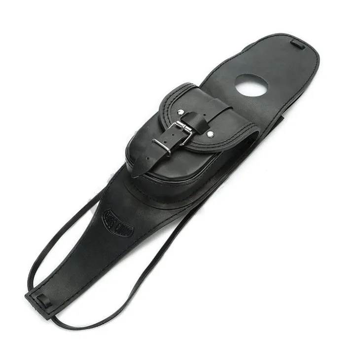 Black PU leather waterproof retro tank bag mounted on Harley Sportster fuel tank with secure straps