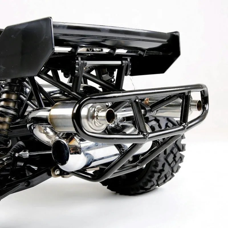 Silver stainless steel double row silencer exhaust pipe for remote control car, 28x23x12cm