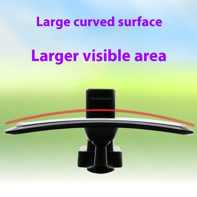 HD curved rearview mirror reflector for car rear seat monitoring, plastic and glass construction
