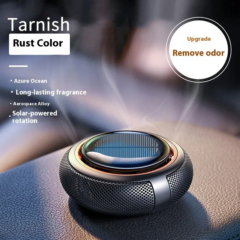 Solar rotating car aromatherapy with beech wood diffuser and jasmine scented green tea in black style