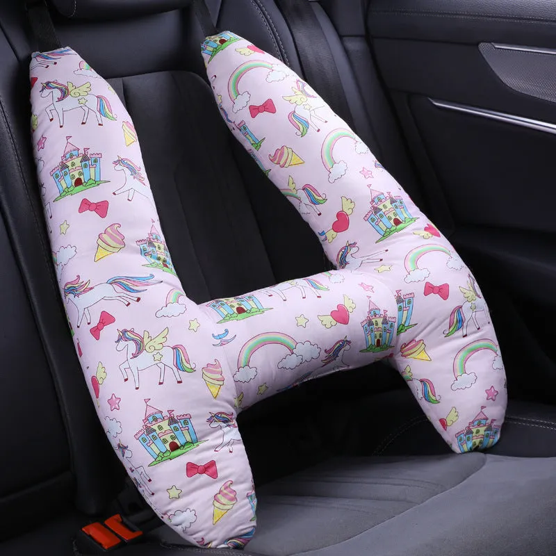 55x70cm car headrest pillow with pearl cotton filling in dinosaur pattern