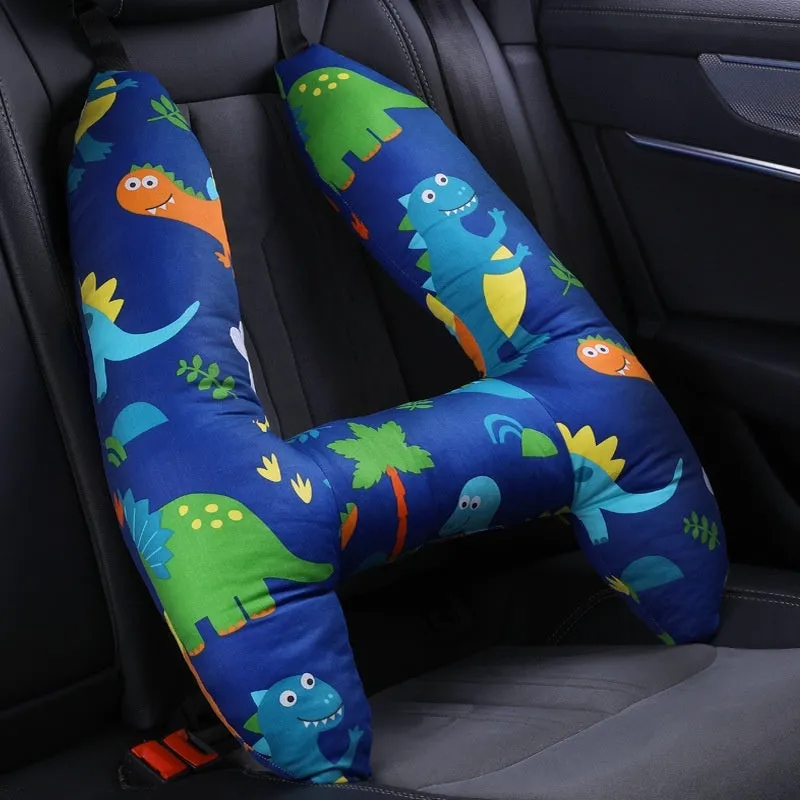 55x70cm car headrest pillow with pearl cotton filling in dinosaur pattern