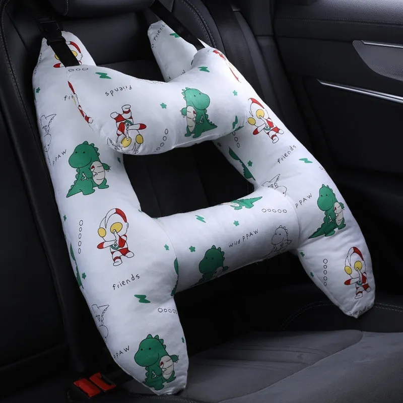 55x70cm car headrest pillow with pearl cotton filling in dinosaur pattern