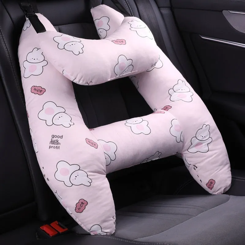 55x70cm car headrest pillow with pearl cotton filling in dinosaur pattern