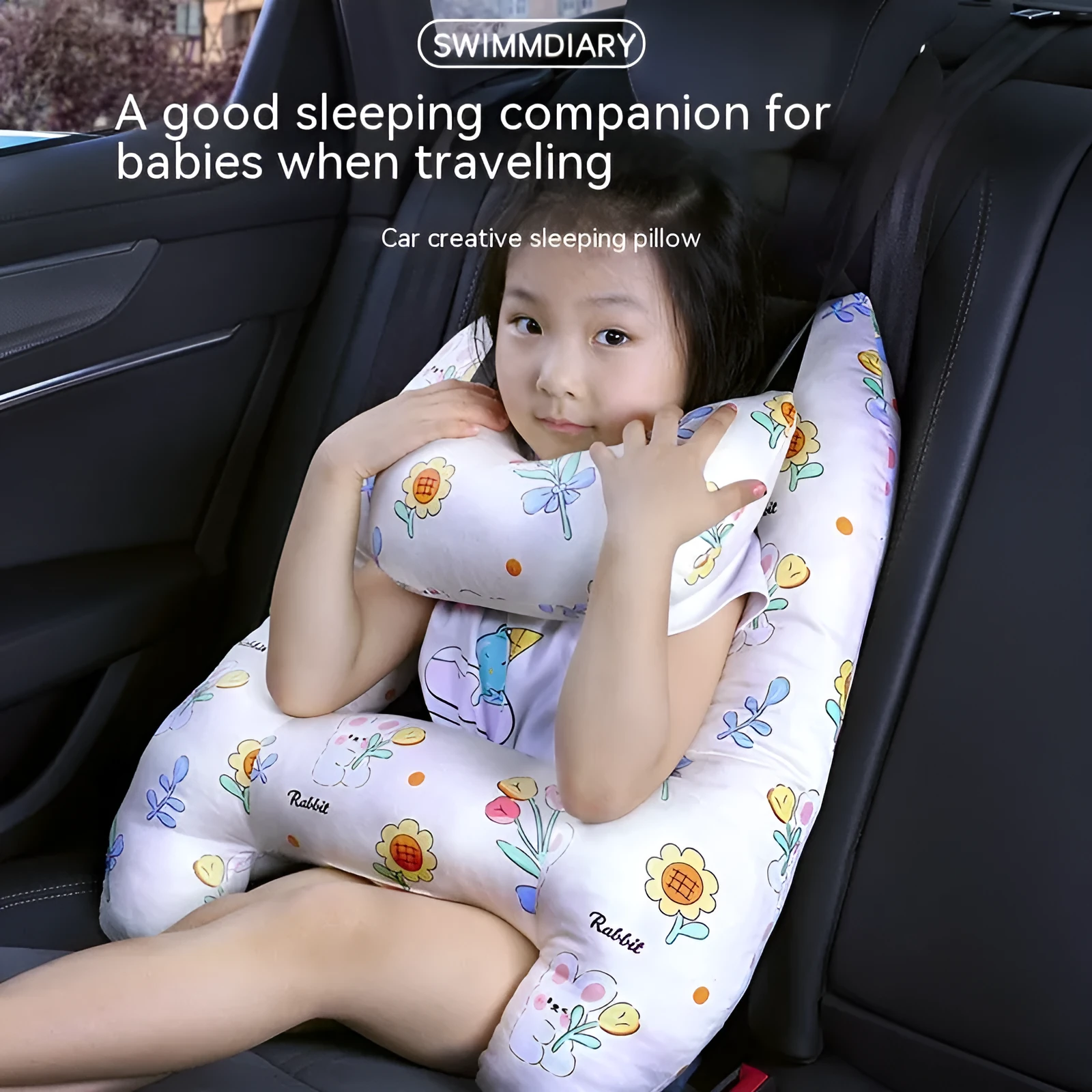 55x70cm car headrest pillow with pearl cotton filling in dinosaur pattern
