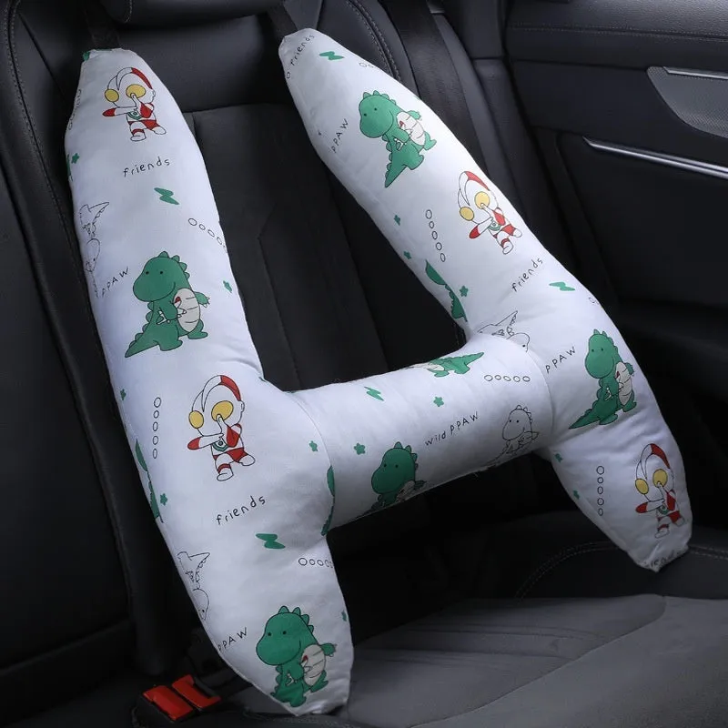 55x70cm car headrest pillow with pearl cotton filling in dinosaur pattern