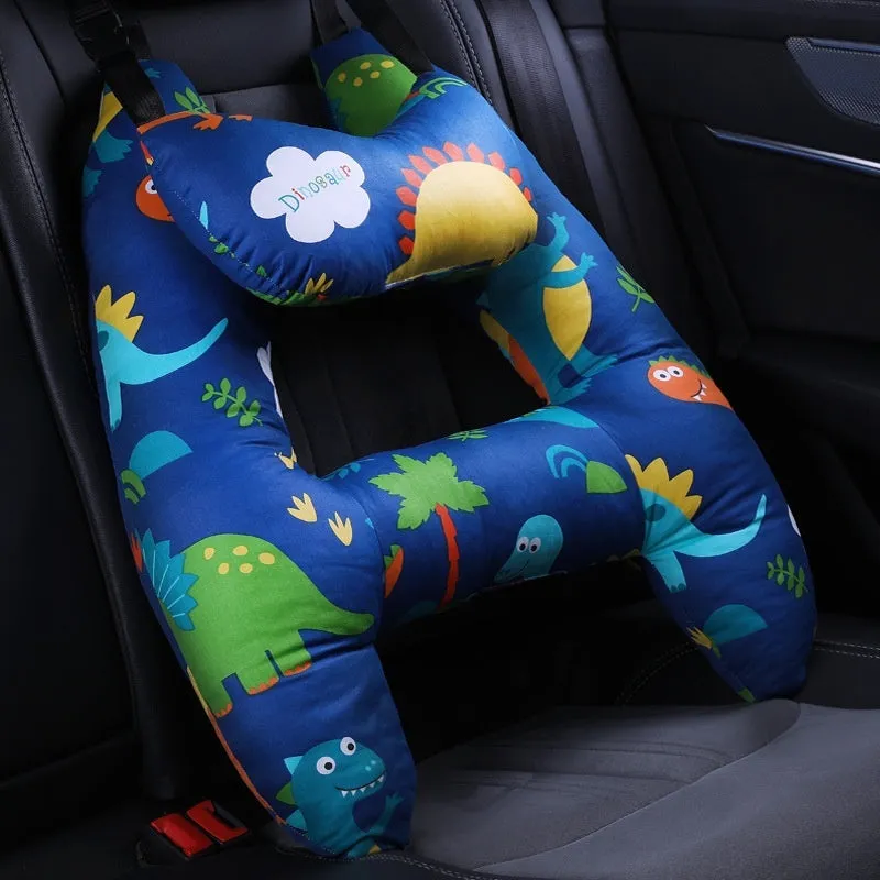 55x70cm car headrest pillow with pearl cotton filling in dinosaur pattern