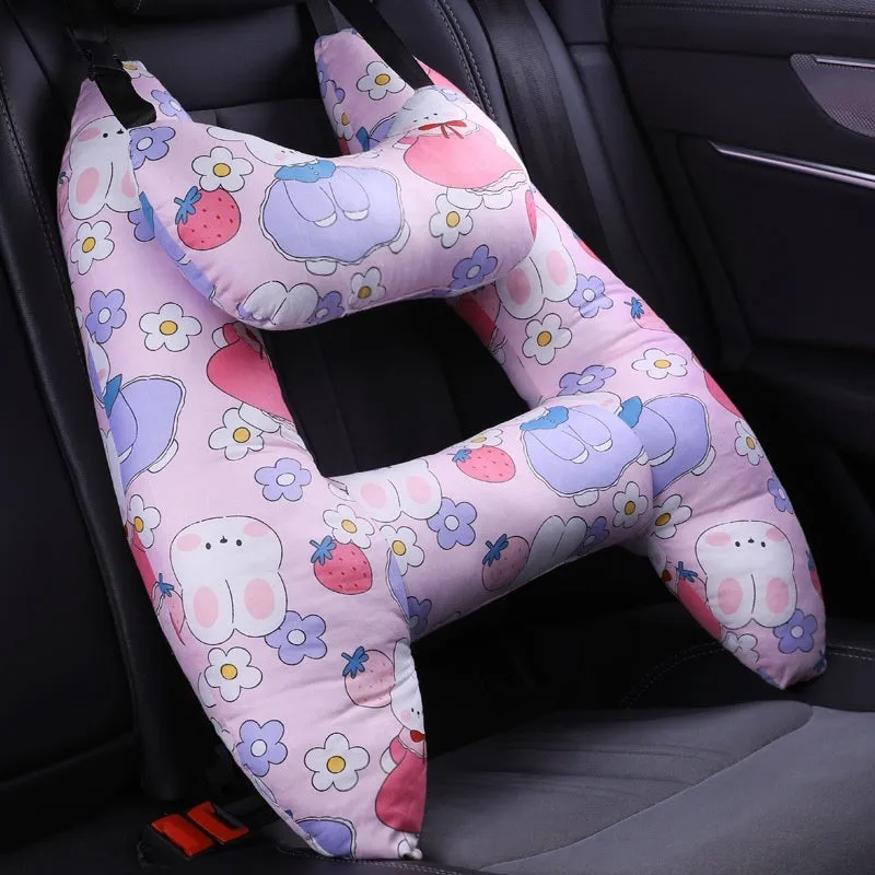 55x70cm car headrest pillow with pearl cotton filling in dinosaur pattern