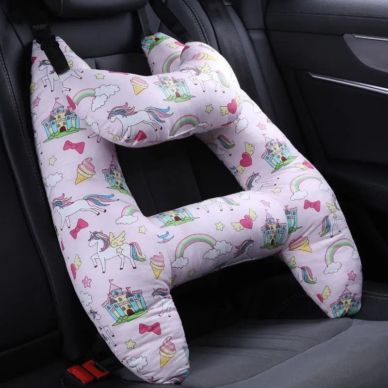 55x70cm car headrest pillow with pearl cotton filling in dinosaur pattern