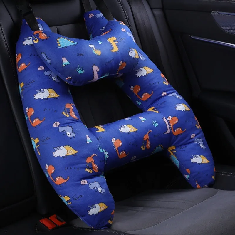 55x70cm car headrest pillow with pearl cotton filling in dinosaur pattern