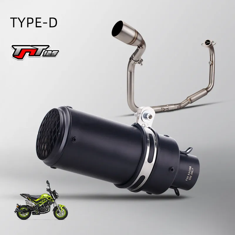 Stainless steel exhaust front section SC stern block suit for TNT125 motorcycle with round mouth in titanium colour finish