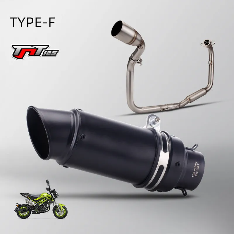 Stainless steel exhaust front section SC stern block suit for TNT125 motorcycle with round mouth in titanium colour finish