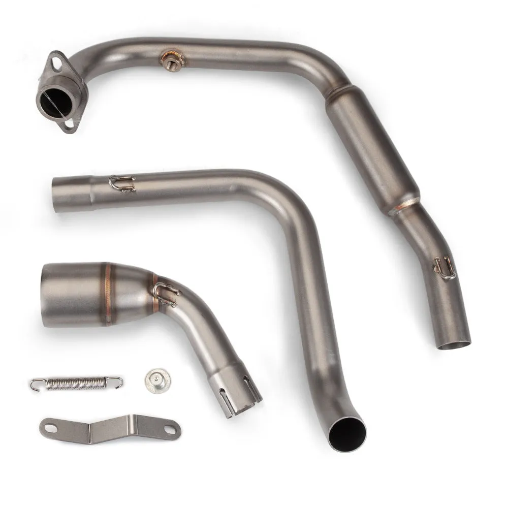Stainless steel exhaust front section SC stern block suit for TNT125 motorcycle with round mouth in titanium colour finish