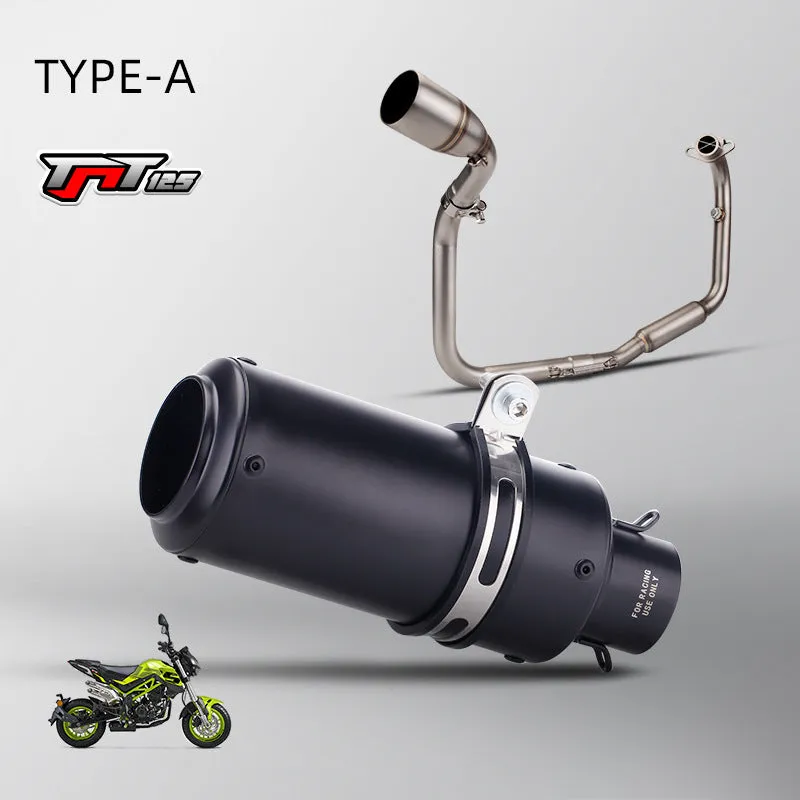 Stainless steel exhaust front section SC stern block suit for TNT125 motorcycle with round mouth in titanium colour finish