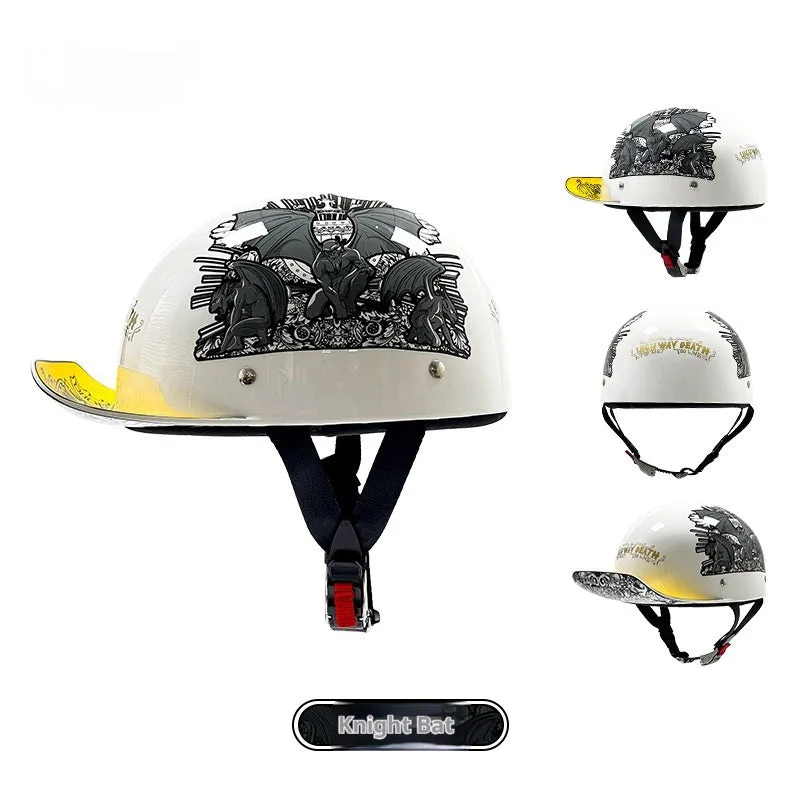 Retro ABS motorcycle helmet in Bright Black Cement Grey, available in multiple sizes for women and general riders