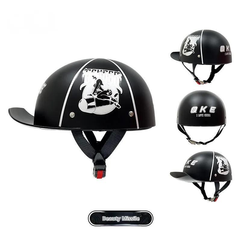Retro ABS motorcycle helmet in Bright Black Cement Grey, available in multiple sizes for women and general riders