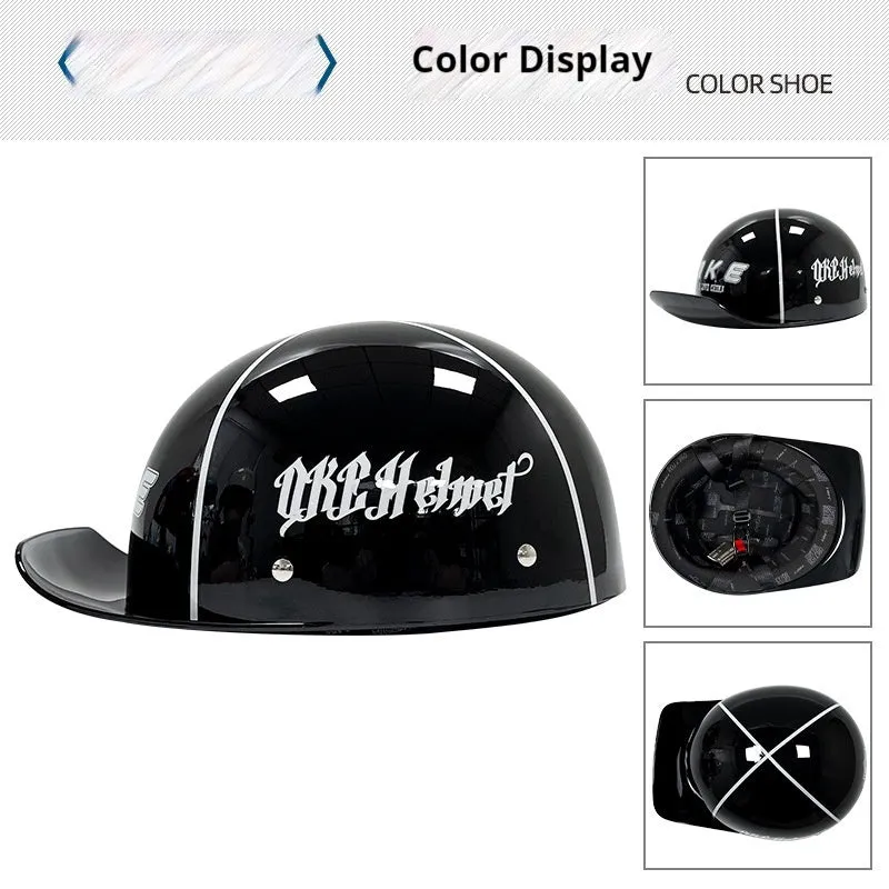 Retro ABS motorcycle helmet in Bright Black Cement Grey, available in multiple sizes for women and general riders