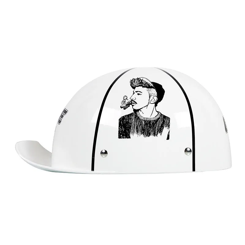 Retro ABS motorcycle helmet in Bright Black Cement Grey, available in multiple sizes for women and general riders