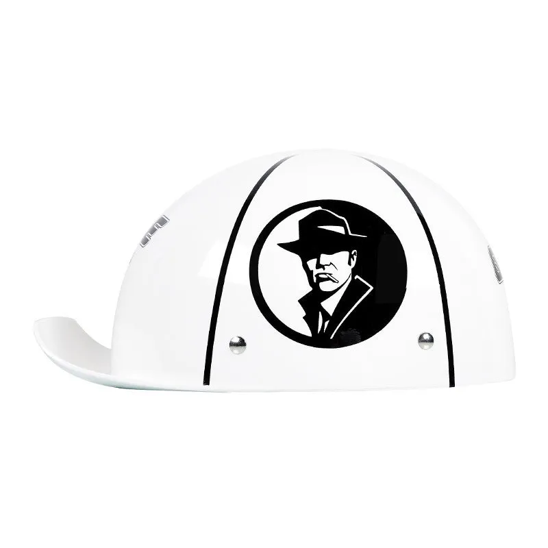 Retro ABS motorcycle helmet in Bright Black Cement Grey, available in multiple sizes for women and general riders