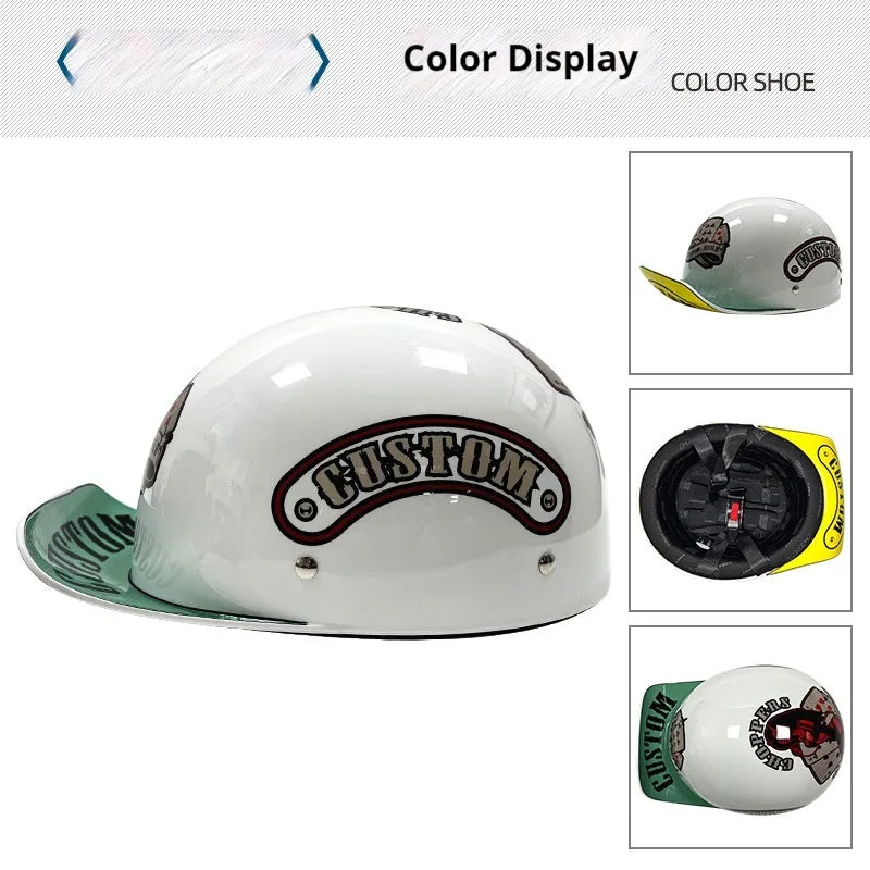 Retro ABS motorcycle helmet in Bright Black Cement Grey, available in multiple sizes for women and general riders