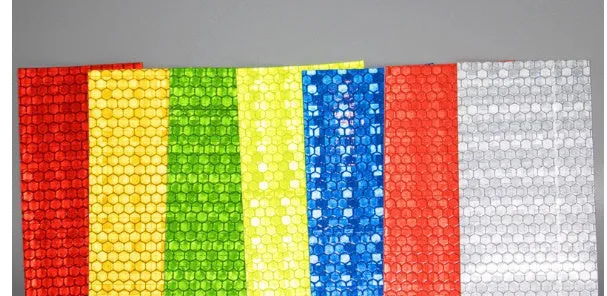 Reflective stripe roll in grass green, 8 metres length, crystal lattice pattern for motorcycle night safety