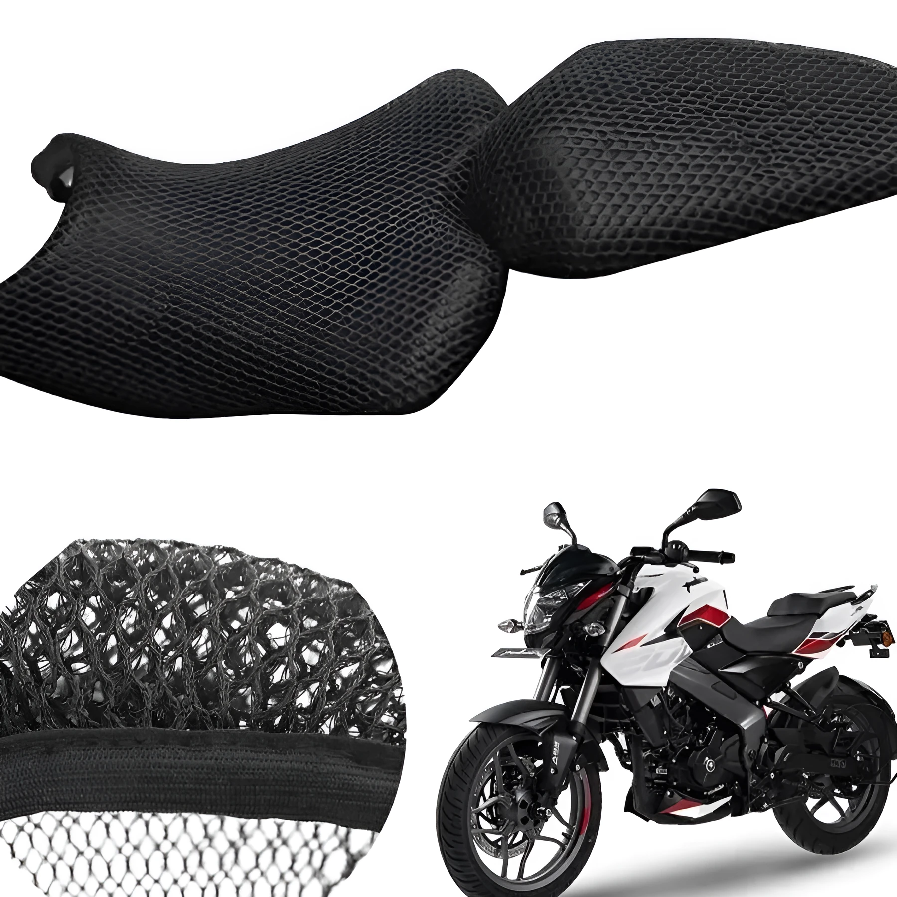 Black nylon mesh motorcycle seat cover suitable for Italika 280z model