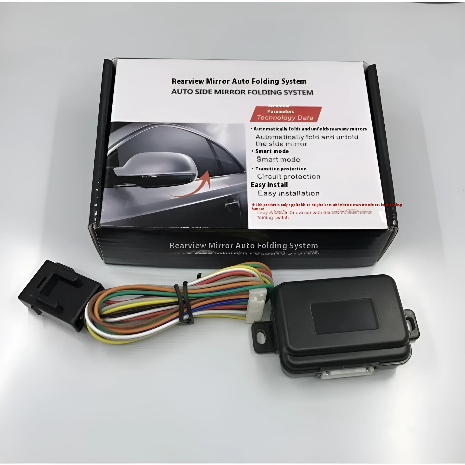 Black foldable universal car rearview mirror for full series vehicles
