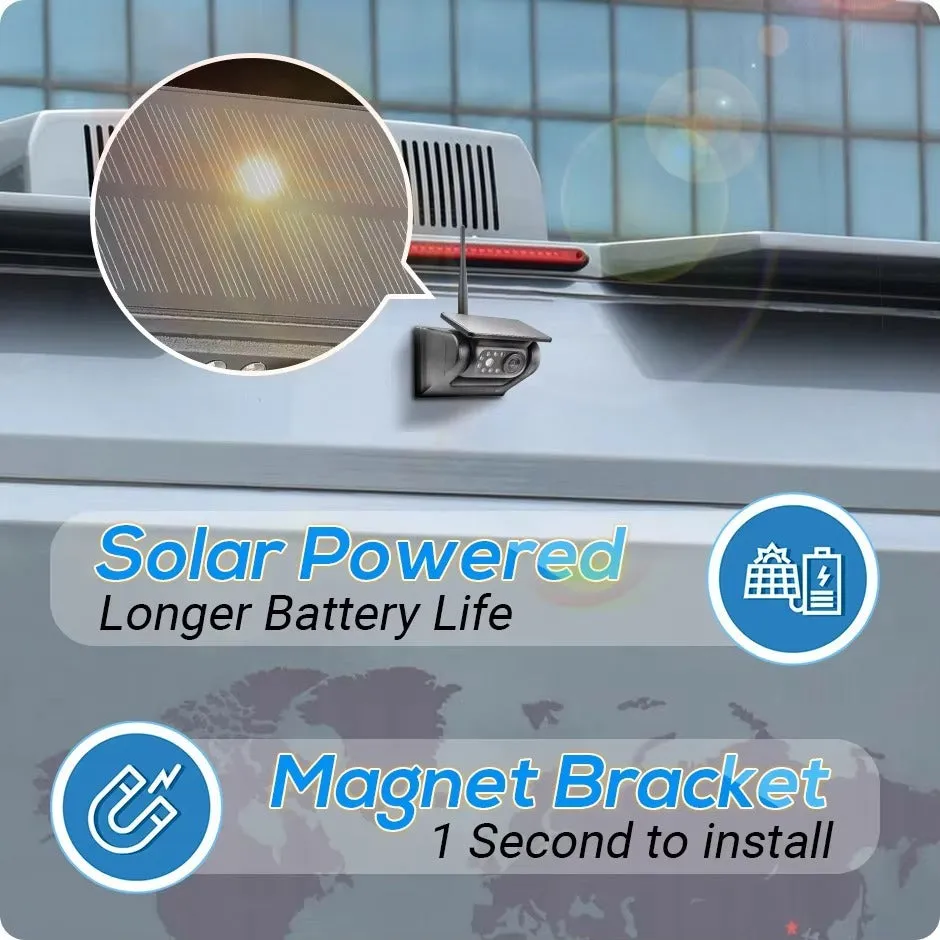HD wireless solar magnet rearview camera with 5-inch AHD rear view monitor for cars and trucks