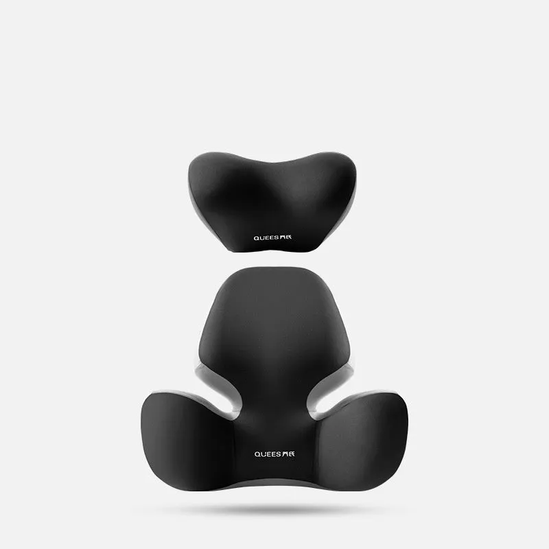 Automotive seat support cushion set with memory foam filler in black grey colour