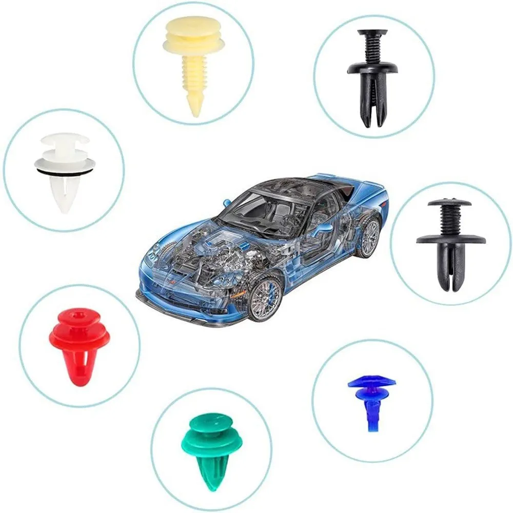 925-piece boxed set of universal car body fasteners including 26 kinds of nylon plastic clips, rivets, and fender screws with 105 tools
