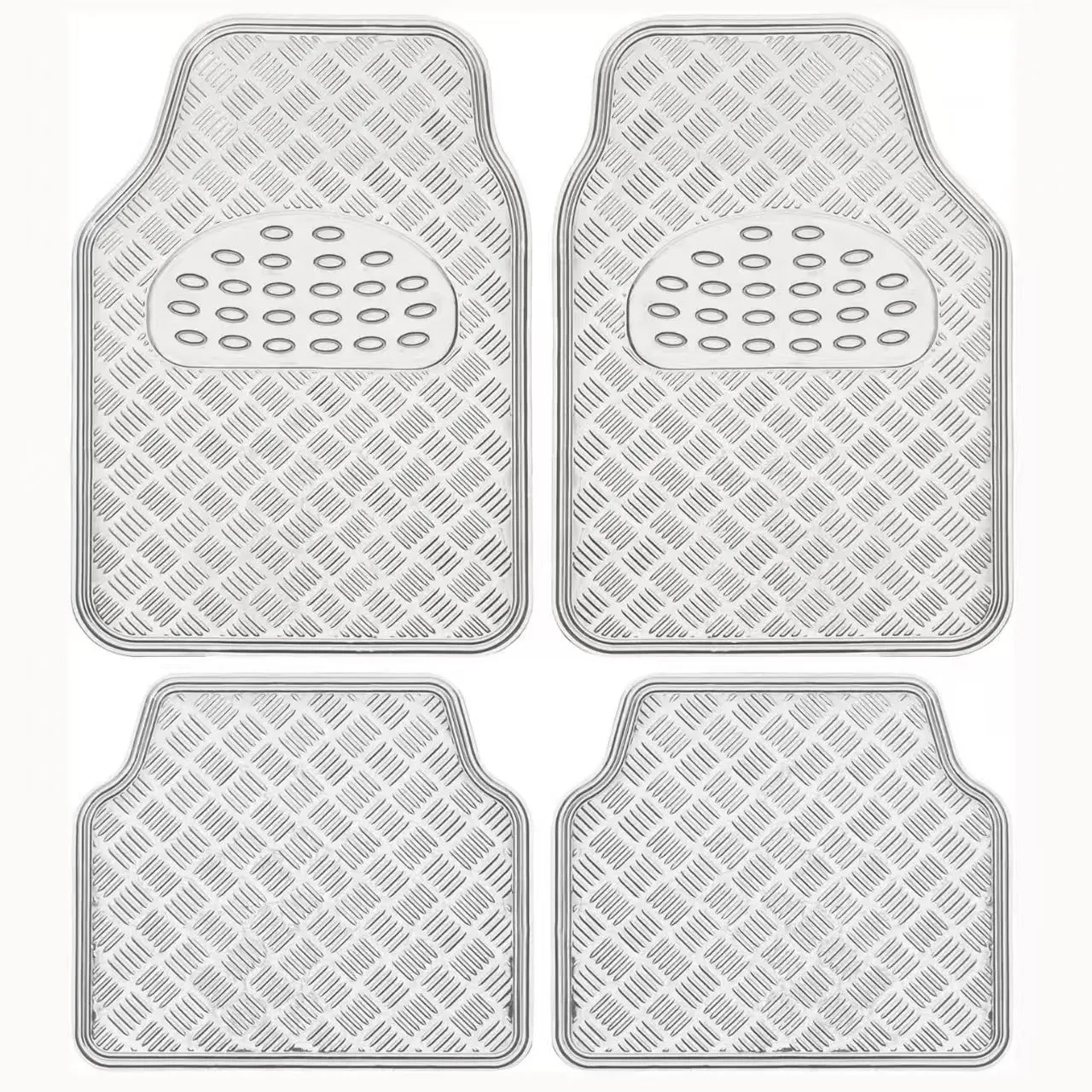 Blue universal car aluminum film foot mat four-piece set with non-slip PVC surface