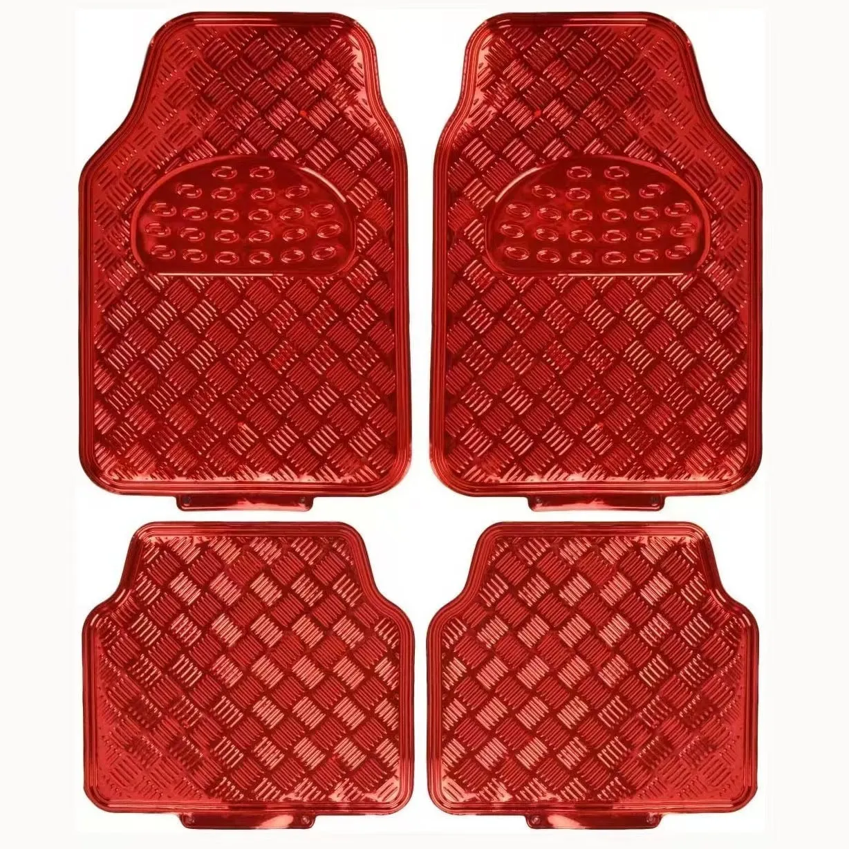 Blue universal car aluminum film foot mat four-piece set with non-slip PVC surface