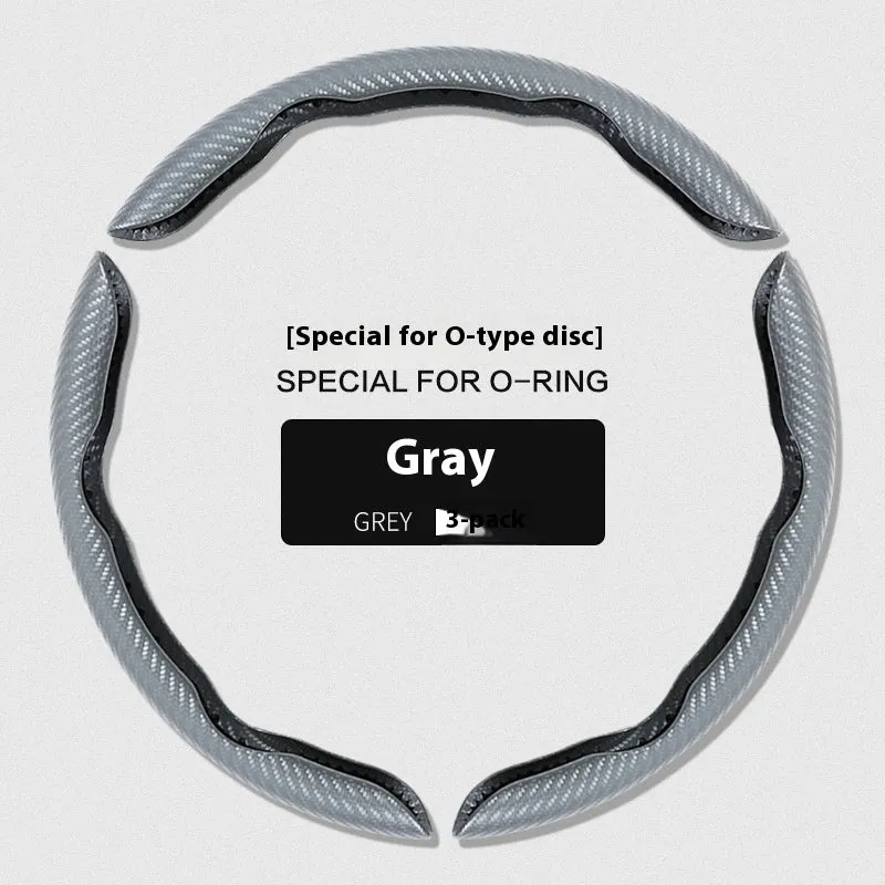 Sweat-absorbent suede steering wheel cover with carbon fibre pattern for 38cm or 40cm wheels in business style