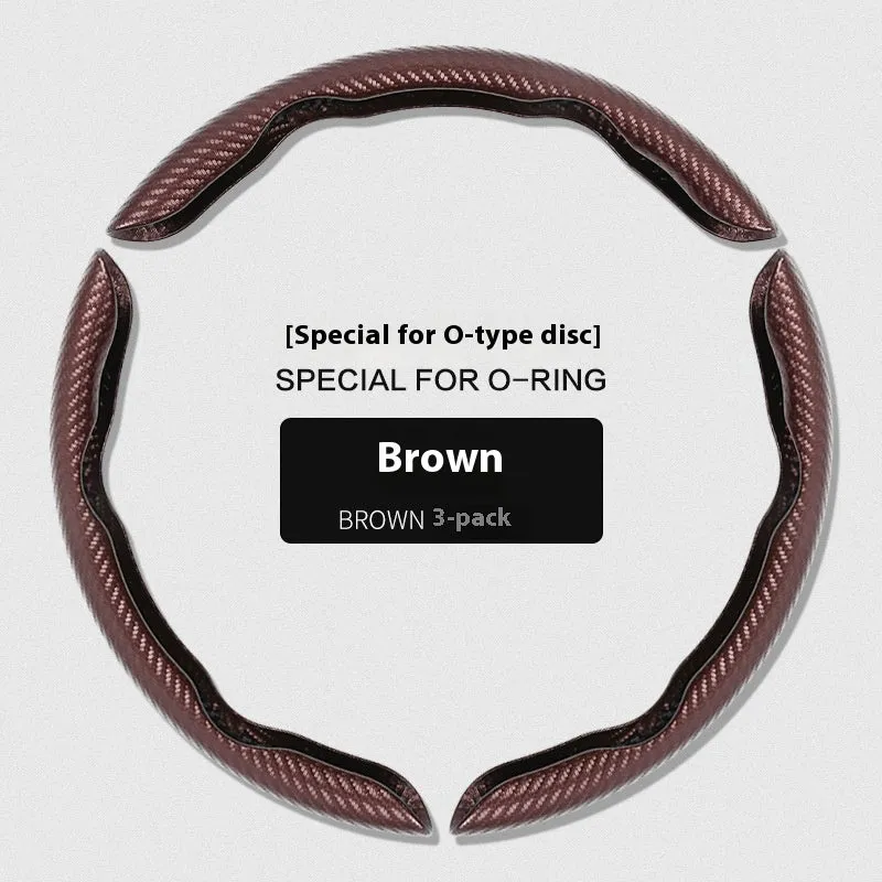 Sweat-absorbent suede steering wheel cover with carbon fibre pattern for 38cm or 40cm wheels in business style