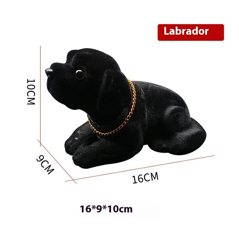 Resin head-shaking dog car decoration in Labrador colour, modern style, on a car dashboard