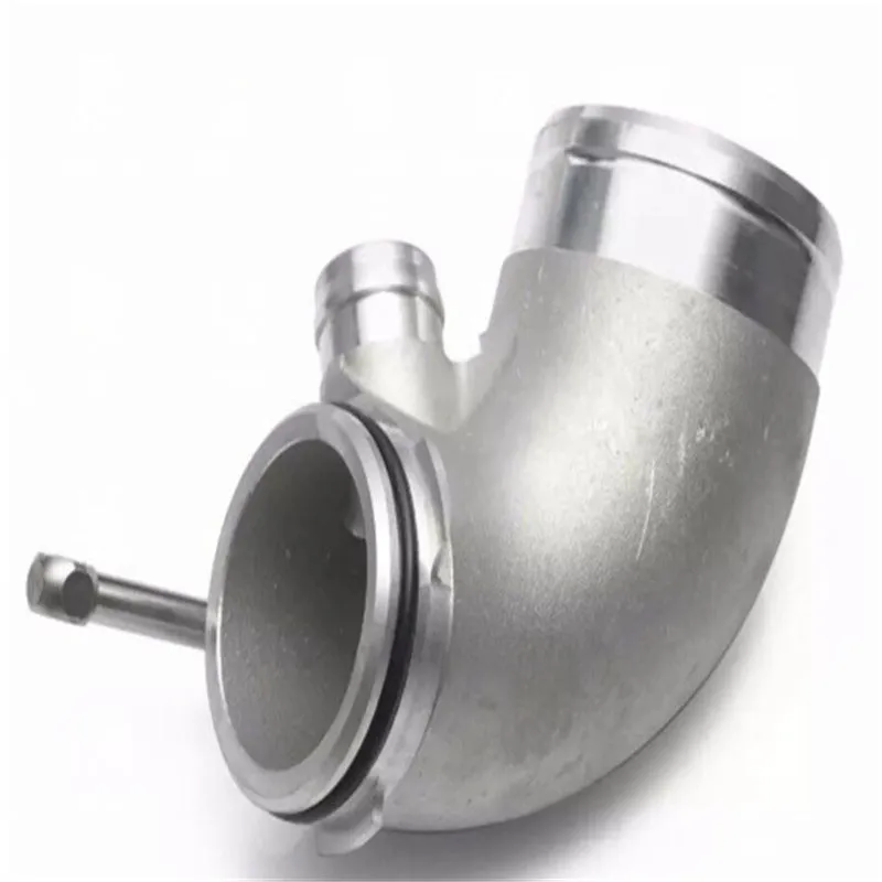 Aluminium alloy 90-degree turbo outlet elbow pipe for lateral engine mounting