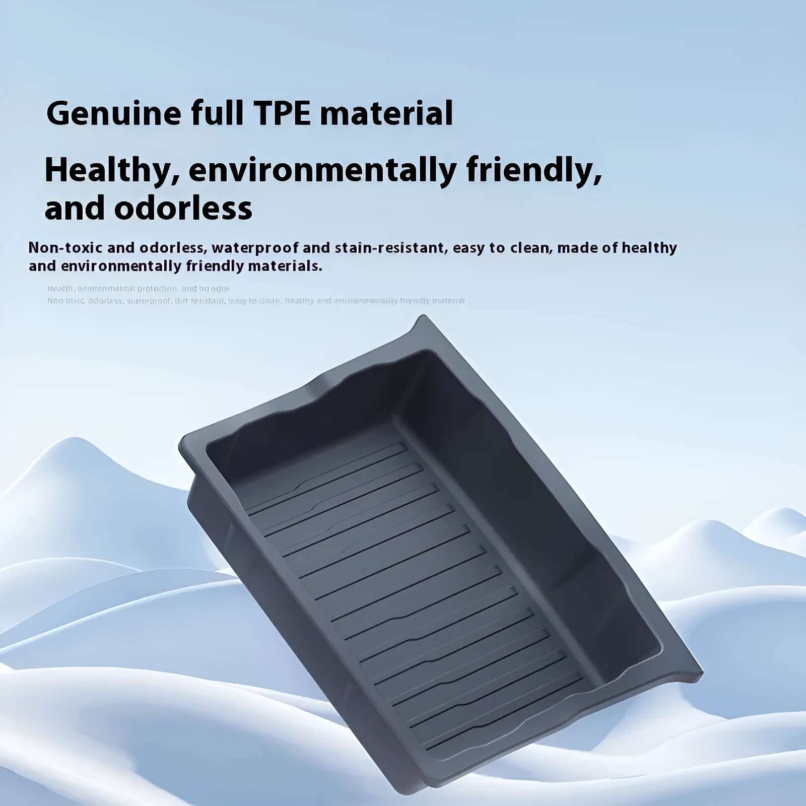 Black TPE under-chair storage box for Model Y with push-pull lid