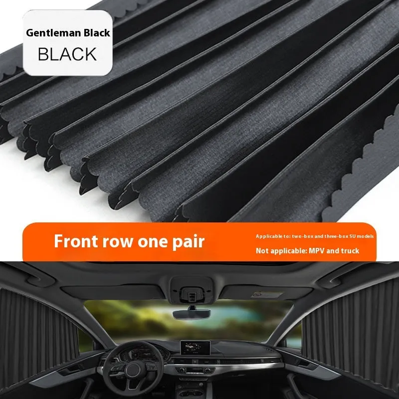 Car magnetic sunshade polyester four-piece set in silver colour for full car window coverage
