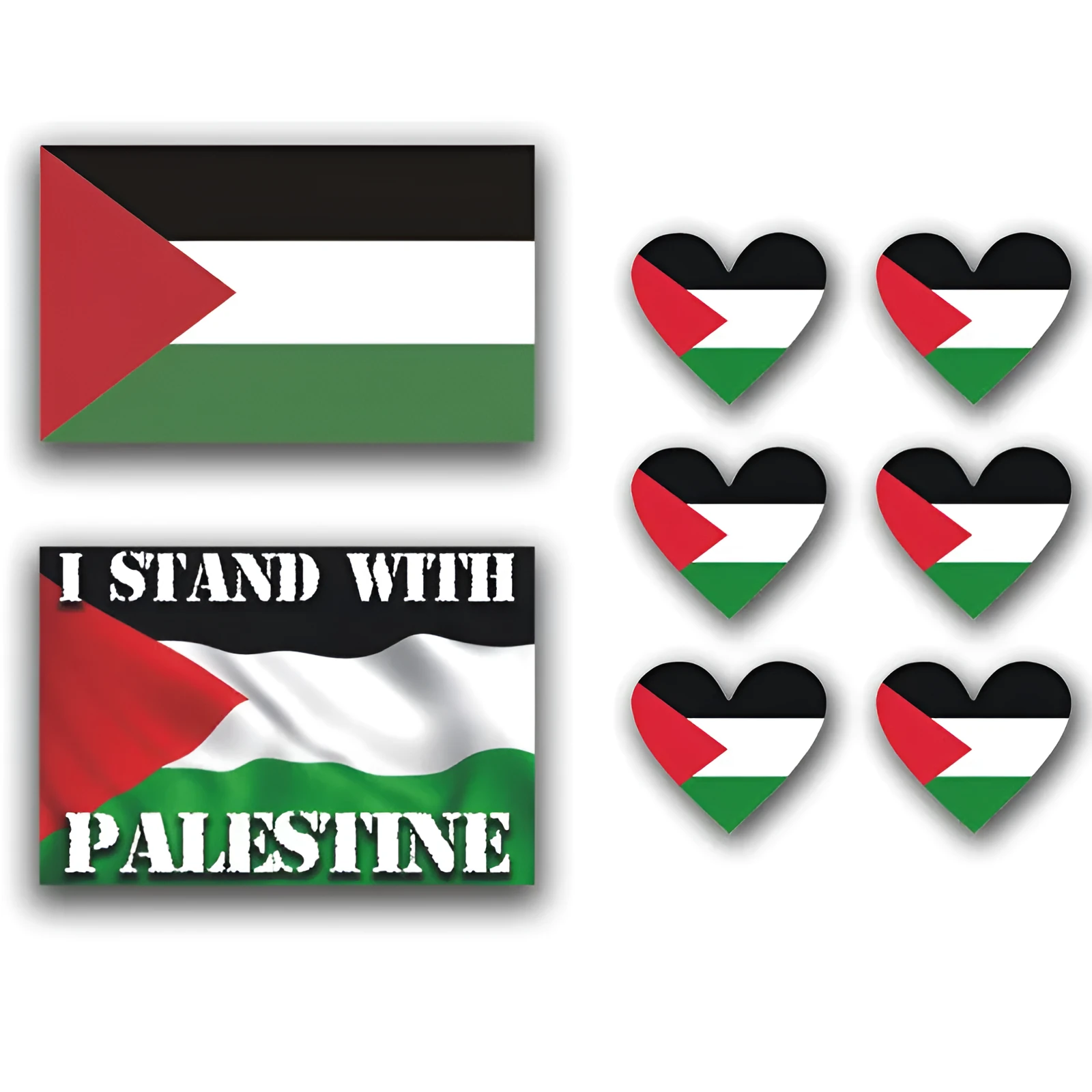 Palestinian flag car decal sticker in PET vinyl on a vehicle bumper.