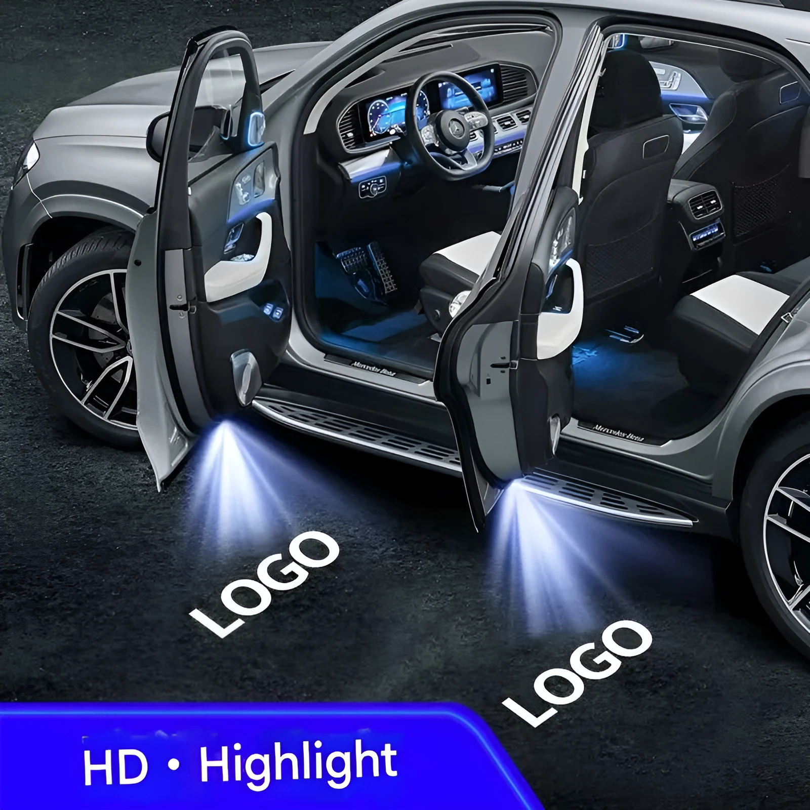 Wireless car welcome light with carbon fibre pattern finish and infrared sensor for door projection