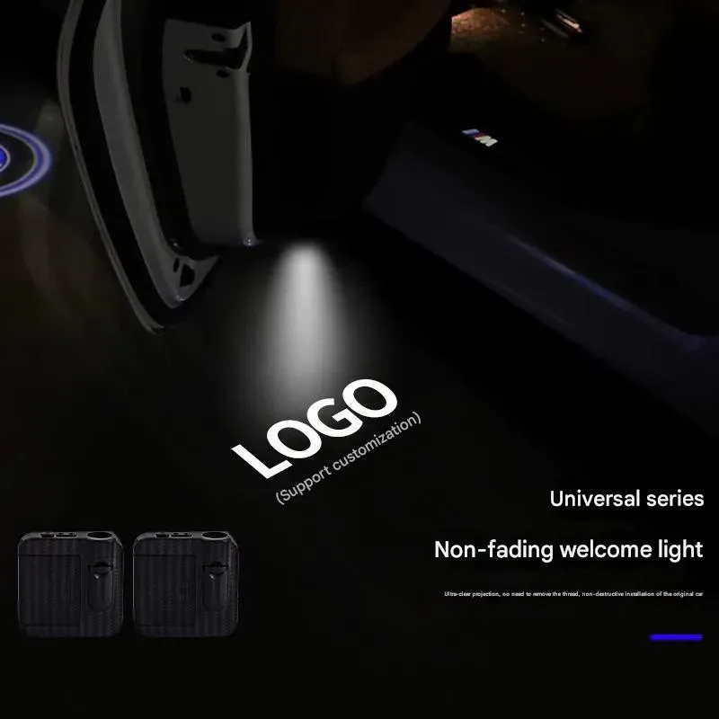 Wireless car welcome light with carbon fibre pattern finish and infrared sensor for door projection