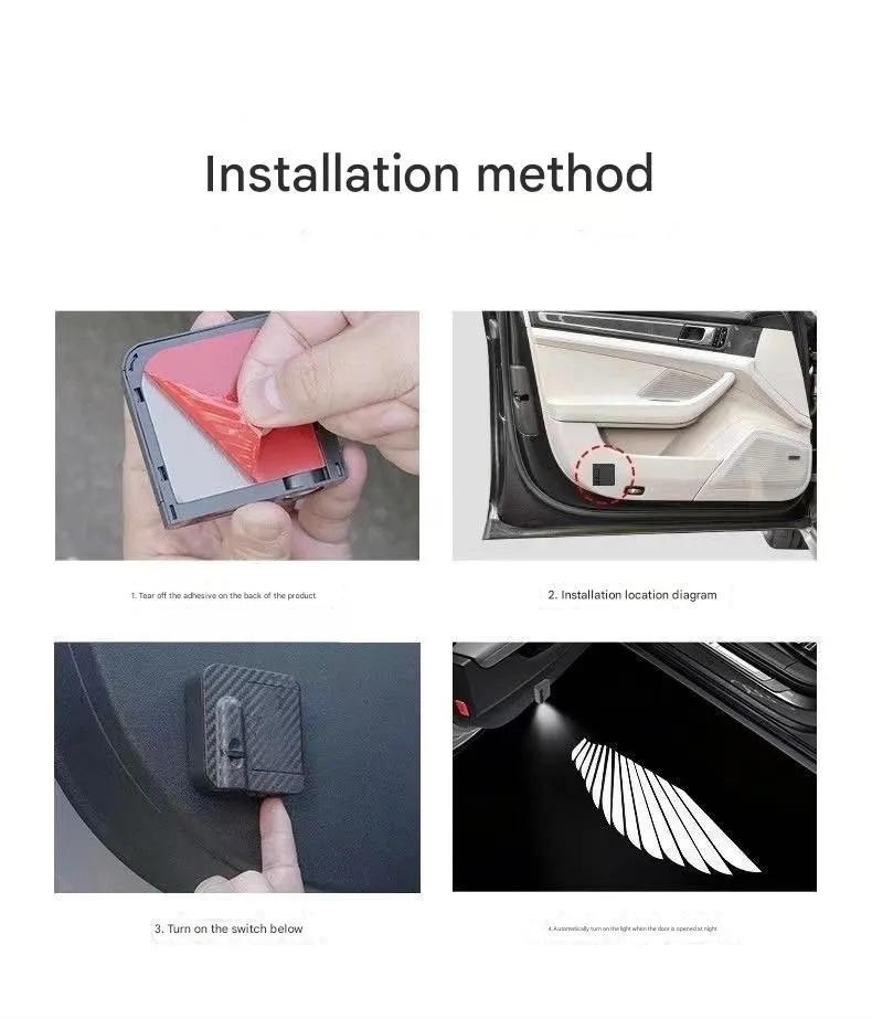 Wireless car welcome light with carbon fibre pattern finish and infrared sensor for door projection