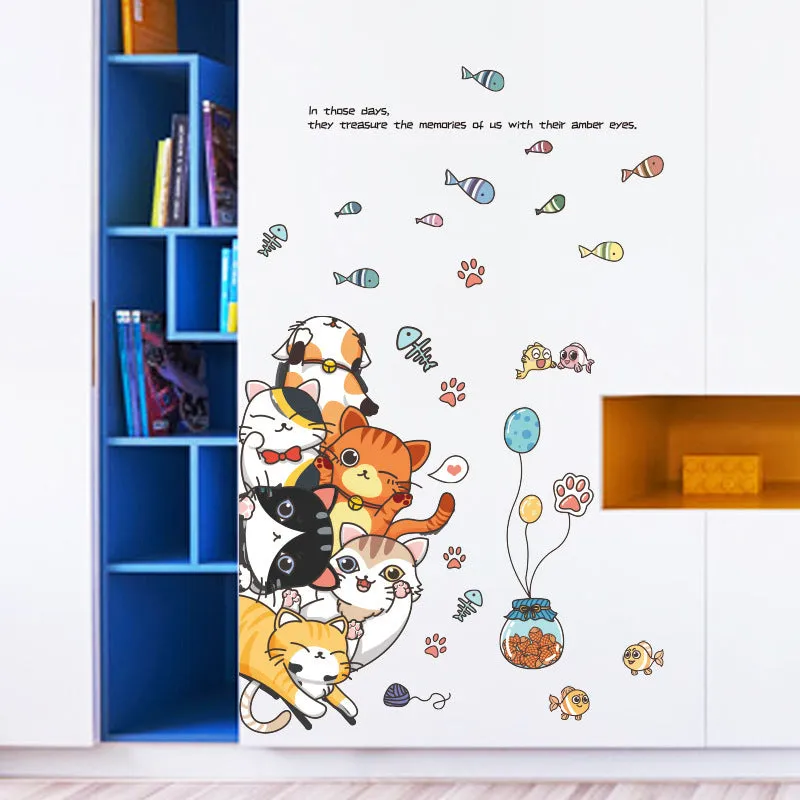 PVC cat Jiaraohan decorative door sticker 60x90cm modern simplicity for children's room