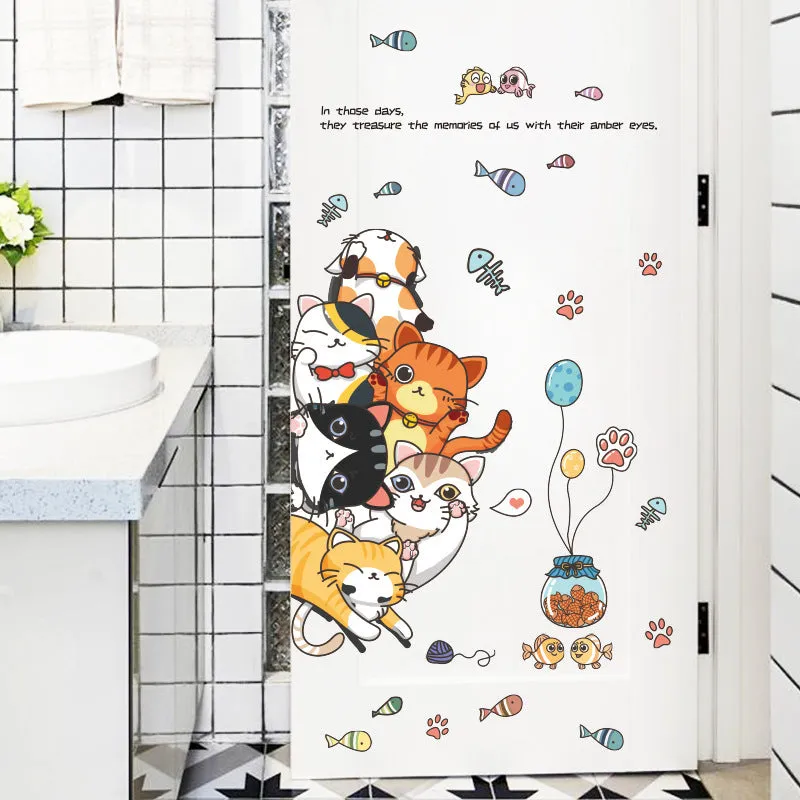 PVC cat Jiaraohan decorative door sticker 60x90cm modern simplicity for children's room