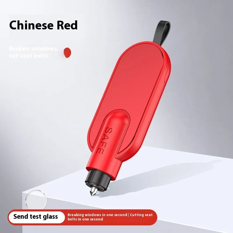 Two-in-one emergency safety hammer window breaker and seatbelt cutter in ABS aluminium alloy A3 Red